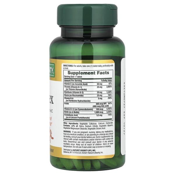 Alternative view of Nature's Bounty, Super B-Complex with Folic Acid Plus Vitamin C, 150 Coated Tablets