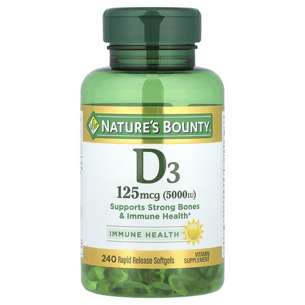 Nature's Bounty, Vitamin D3, 125 mcg (5,000 IU), 240 Rapid Release Softgels