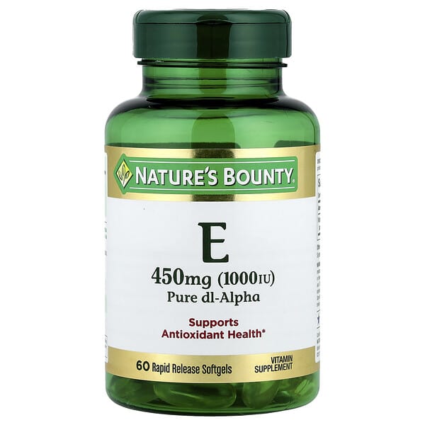 Nature's Bounty, Vitamin E, Pure Dl-Alpha, 450 mg (1,000 IU), 60 Rapid Release Softgels