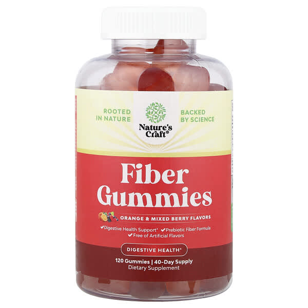 Nature's Craft, Fiber Gummies, Orange & Mixed Berry, 120 Gummies
