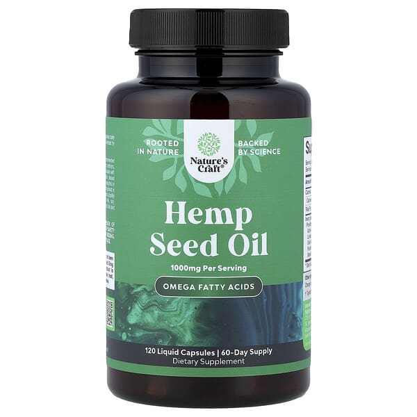 Nature's Craft, Hemp Seed Oil, 120 Liquid Capsules (500 mg per Capsule) 1 Nature's Craft, Hemp Seed Oil, 120 Liquid Capsules (500 mg per Capsule)