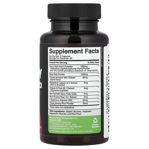 Alternative view of Nature's Craft, Horny Goat Weed, Xxtra Strength Herbal Complex, 60 Capsules