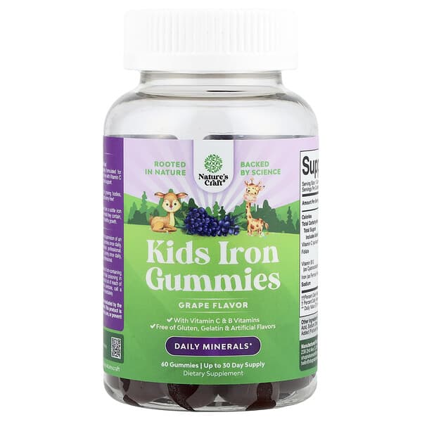 Nature's Craft, Kids Iron Gummies, Grape , 60 Gummies