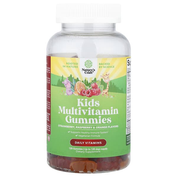 Nature's Craft, Kids Multivitamin Gummies, Strawberry, Raspberry & Orange, 120 Gummies