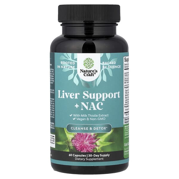 Nature's Craft, Liver Support + NAC with Milk Thistle Extract, 60 Capsules