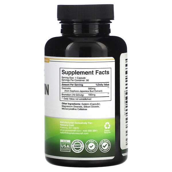 Alternative view of Nature's Craft, Quercetin With Bromelain, 600 mg, 90 Capsules