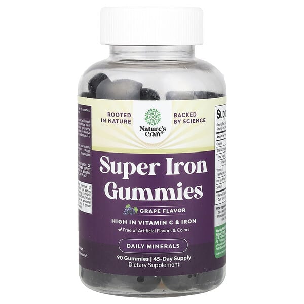 Nature's Craft, Super Iron Gummies, Grape , 90 Gummies