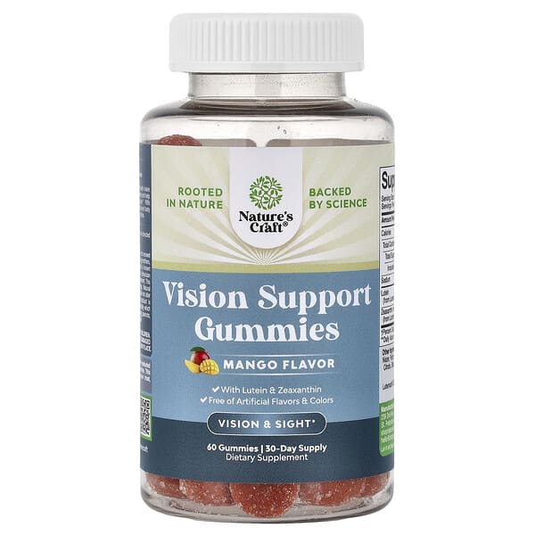 Nature's Craft, Vision Support Gummies, Mango , 60 Gummies