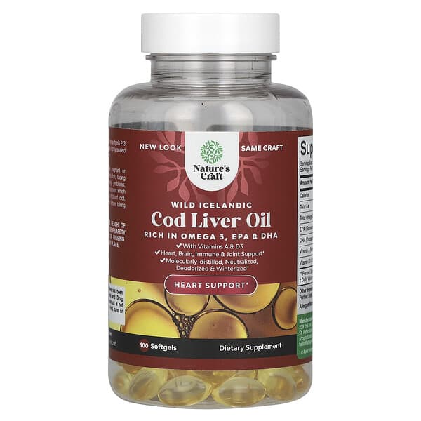 Nature's Craft, Wild Icelandic Cod Liver Oil, 100 Softgels