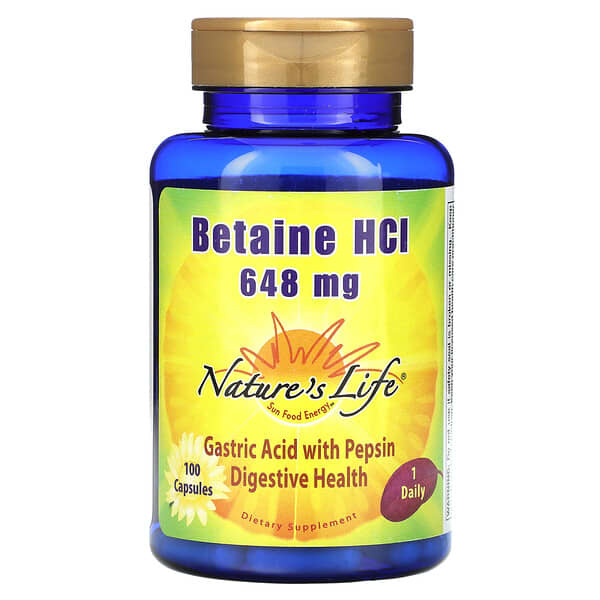 Nature's Life, Betaine HCl, 648 mg, 100 Capsules
