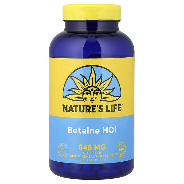 Nature's Life, Betaine HCl, 648 mg, 250 Capsules