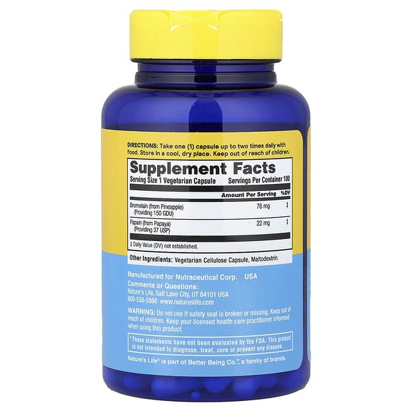 Alternative view of Nature's Life, Bromelain & Papain, 100 Capsules