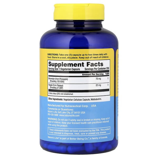 Alternative view of Nature's Life, Bromelain & Papain, 250 Capsules