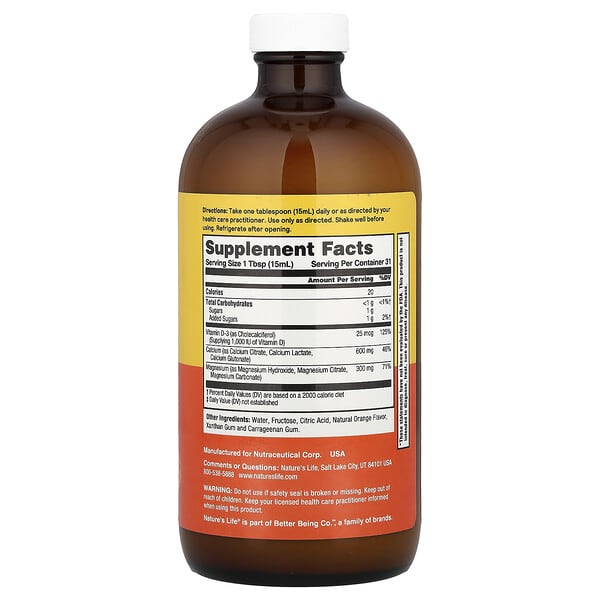 Alternative view of Nature's Life, Calcium & Magnesium, Natural Orange, 16 fl oz (473 ml)