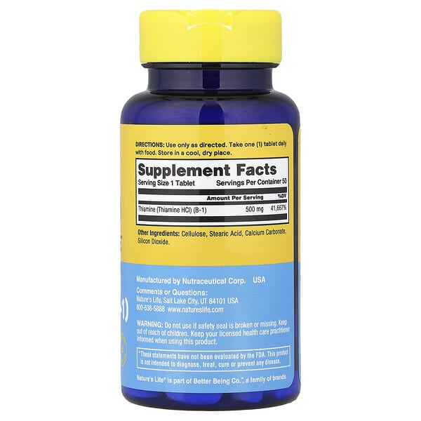 Nature's Life, Energizing Thiamine (B-1), 500 mg, 50 Tablets 2 Nature's Life, Energizing Thiamine (B-1), 500 mg, 50 Tablets - Ảnh 2