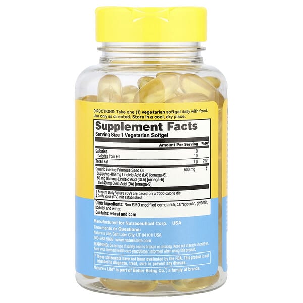 Alternative view of Nature's Life, Evening Primrose Oil, 600 mg , 90 Softgels