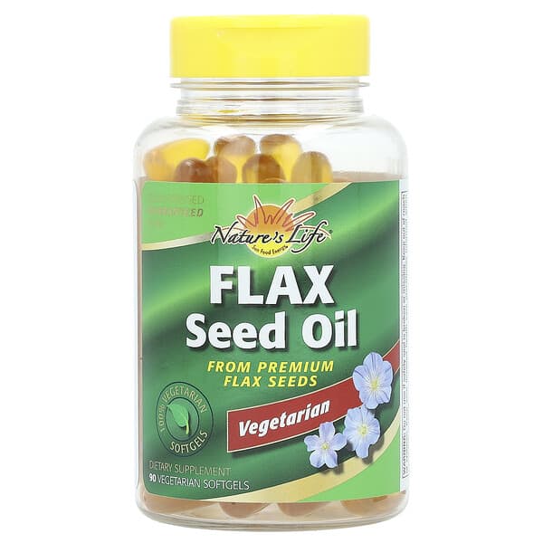 Nature's Life, Flax Seed Oil, 90 Vegetarian Softgels (1,000 mg per Softgel)
