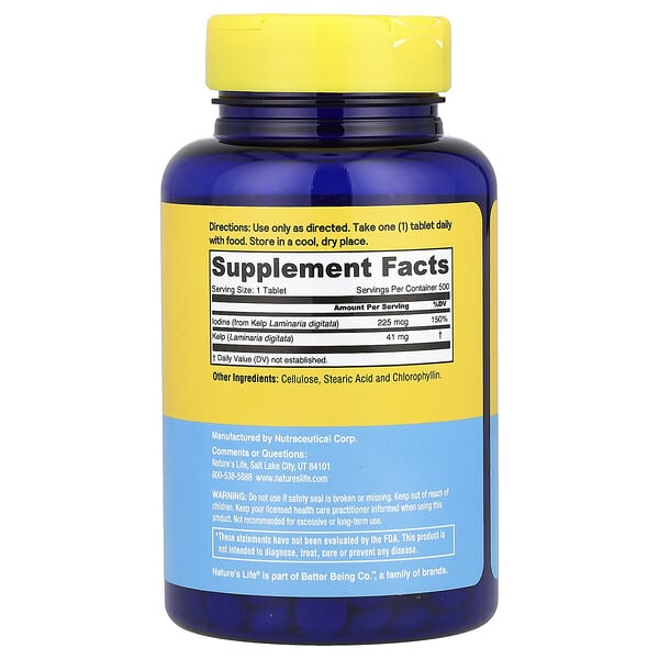 Alternative view of Nature's Life, Icelandic Kelp, 41 mg, 500 Tablets