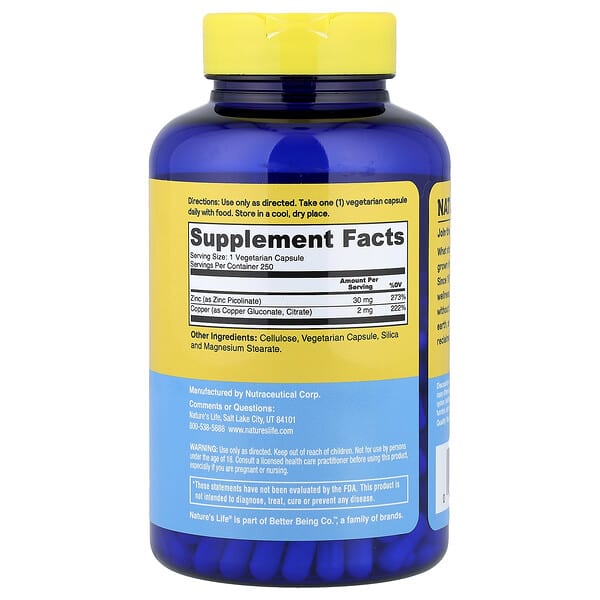 Alternative view of Nature's Life, Protecting Zinc Plus Copper, 250 Capsules
