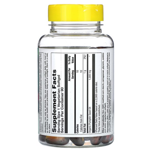 Alternative view of Nature's Life, Pumpkin Seed Oil, 90 Vegetarian Softgels (1,000 mg per Softgel)
