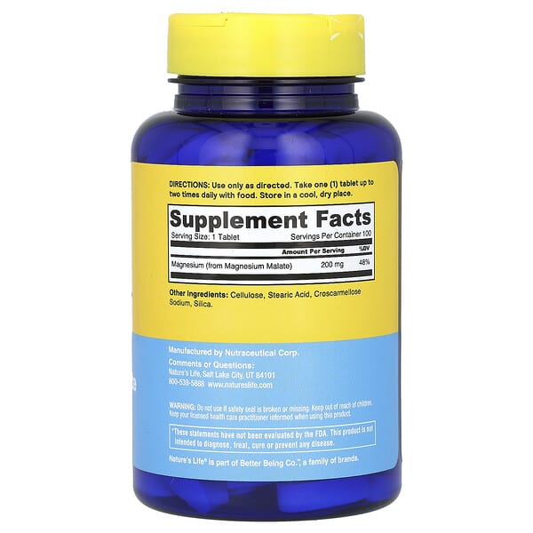 Alternative view of Nature's Life, Renewing Magnesium Malate, 200 mg, 100 Tablets
