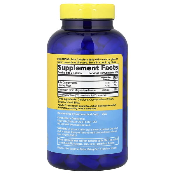 Alternative view of Nature's Life, Renewing Magnesium Malate, 250 Tablets (200 mg per Tablet)