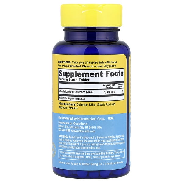Alternative view of Nature's Life, Revitalizing Vitamin K-2, 5,000 mcg, 60 Tablets