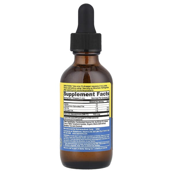 Alternative view of Nature's Life, Revitalizing Vitamin K-2, Natural , 500 mcg, 2 fl oz (59 ml)