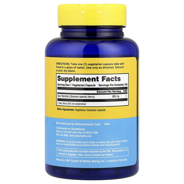 Alternative view of Nature's Life, Saw Palmetto, 580 mg, 100 Capsules