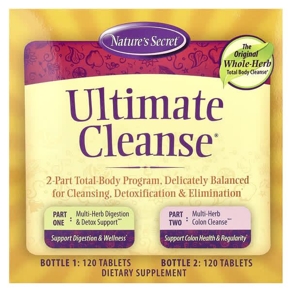 Nature's Secret, Ultimate Cleanse®, 2 Part Total-Body Program, 2 Bottles, 120 Tablets Each