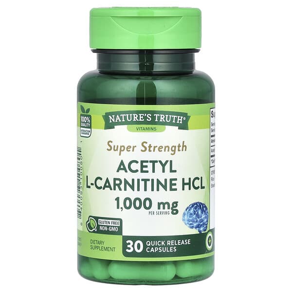 Nature's Truth, Acetyl L-Carnitine HCL, Super Strength, 30 Quick Release Capsules (500 mg per Capsule)