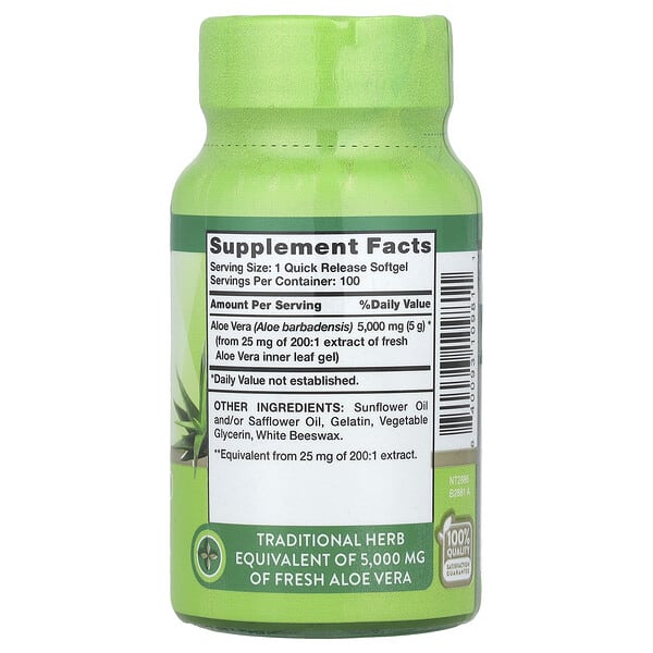 Alternative view of Nature's Truth, Aloe Vera, 5,000 mg, 100 Quick Release Softgels
