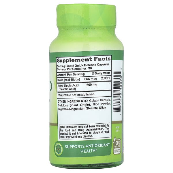 Alternative view of Nature's Truth, Alpha Lipoic Acid, 60 Quick Release Capsules