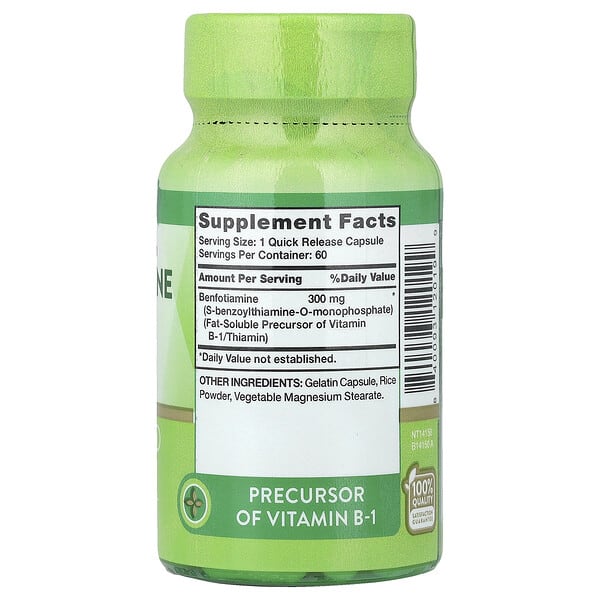 Alternative view of Nature's Truth, Benfotiamine, 300 mg, 60 Quick Release Capsules