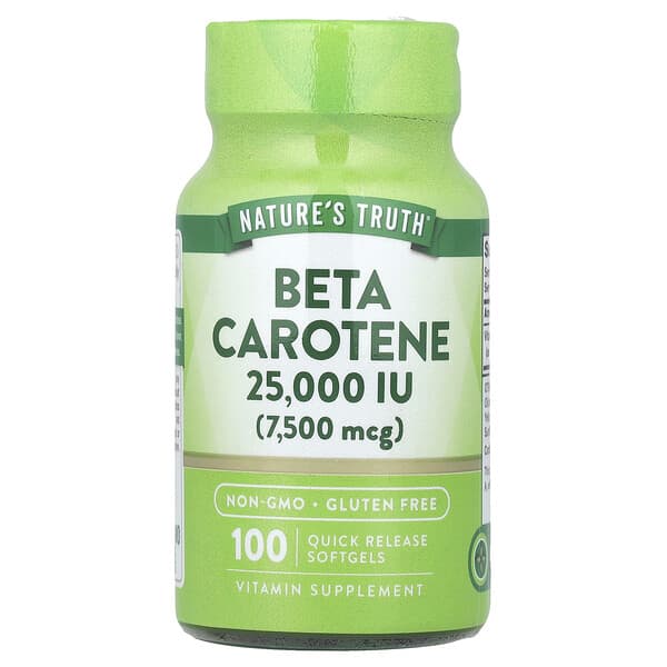 Nature's Truth, Beta Carotene, 7,500 mcg (25,000 IU), 100 Quick Release Softgels