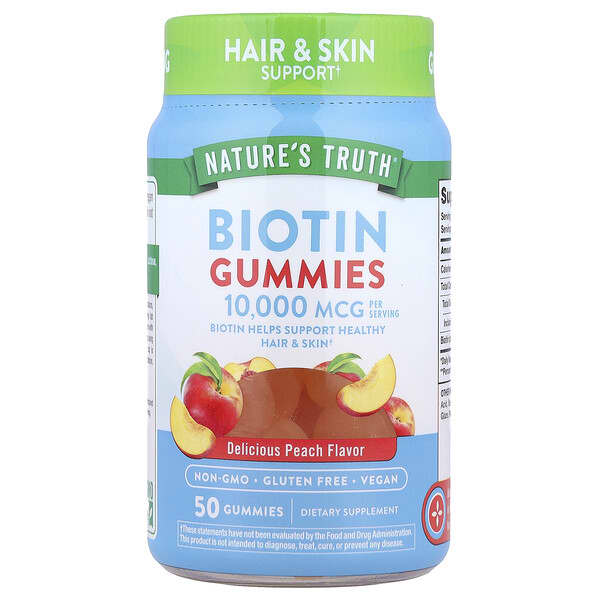 Nature's Truth, Biotin Gummies, Delicious Peach, 50 Gummies (5,000 mcg per Gummy)