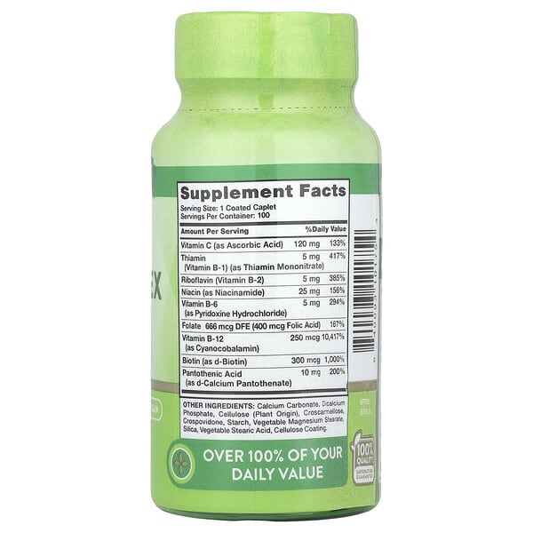 Alternative view of Nature's Truth, Complete B-Complex Plus Vitamin C, High Potency, 100 Coated Caplets