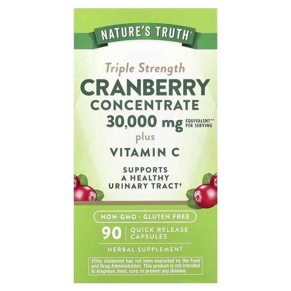 Nature's Truth, Cranberry Concentrate Plus Vitamin C, Triple Strength, 90 Quick Release Capsules