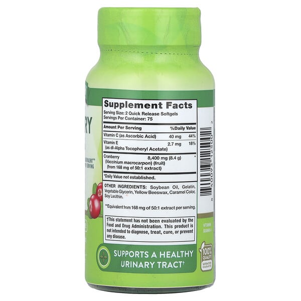Nature's Truth, Cranberry Softgels Plus Vitamin C, 150 Quick Release Softgels 2 Nature's Truth, Cranberry Softgels Plus Vitamin C, 150 Quick Release Softgels - Ảnh 2