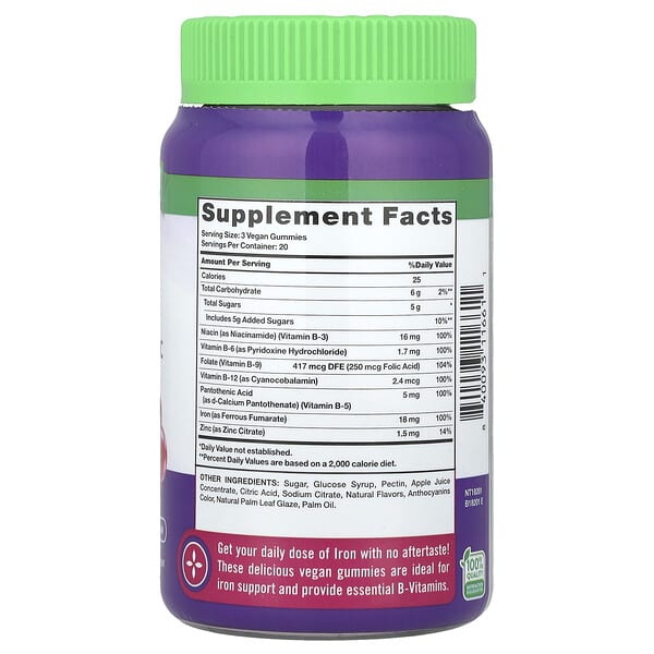 Alternative view of Nature's Truth, Essential Iron + B-Vitamins, Zinc Gummies, Natural Grape, 60 Gummies