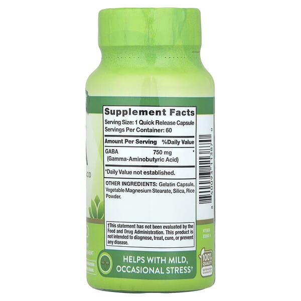 Alternative view of Nature's Truth, GABA, 750 mg, 60 Quick Release Capsules