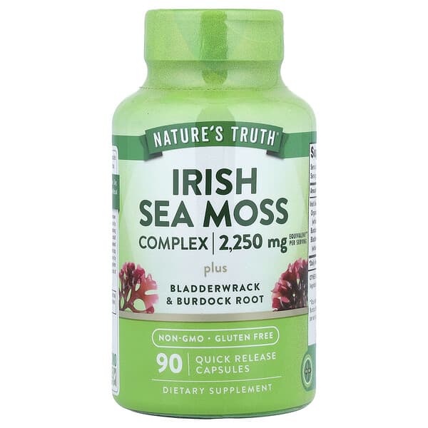 Nature's Truth, Irish Sea Moss Complex Plus Bladderwrack & Burdock Root, 90 Quick Release Capsules