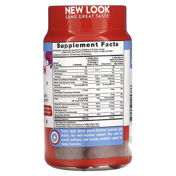 Alternative view of Nature's Truth, Just 4 Kidz, Multivitamin + Probiotic, Natural Berry Punch, 60 Vegetarian Gummies