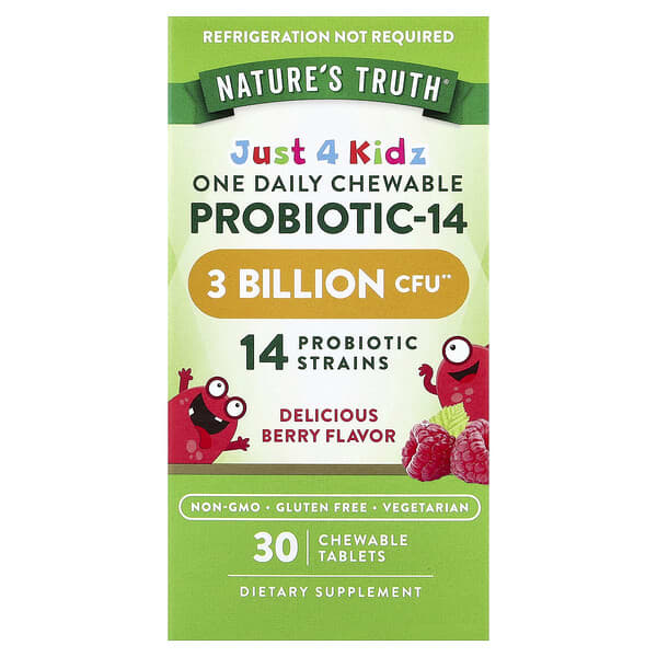 Nature's Truth, Just 4 Kidz, One Daily Chewable Probiotic-14, Delicious Berry, 30 Chewable Tablets 4 Nature's Truth, Just 4 Kidz, One Daily Chewable Probiotic-14, Delicious Berry, 30 Chewable Tablets