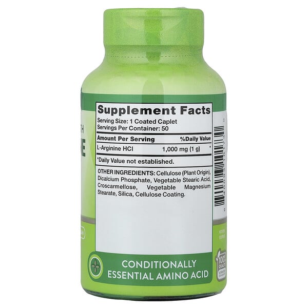 Alternative view of Nature's Truth, L-Arginine HCL, 1,000 mg, 50 Coated Caplets