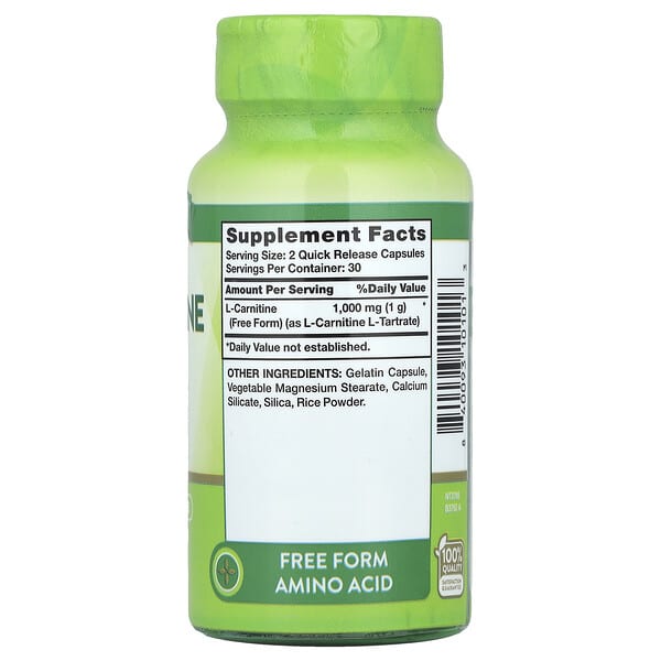 Alternative view of Nature's Truth, L-Carnitine, Mega Strength, 60 Quick Release Capsules (500 mg per Capsule)