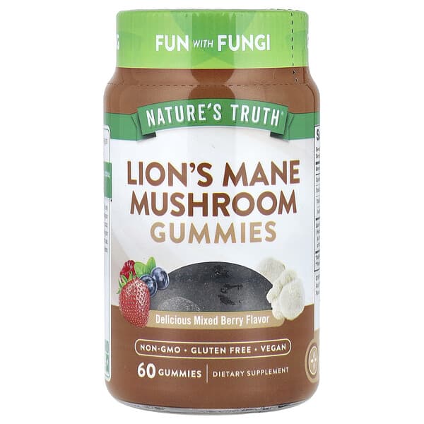 Nature's Truth, Lion's Mane Mushroom Gummies, Delicious Mixed Berry, 60 Gummies