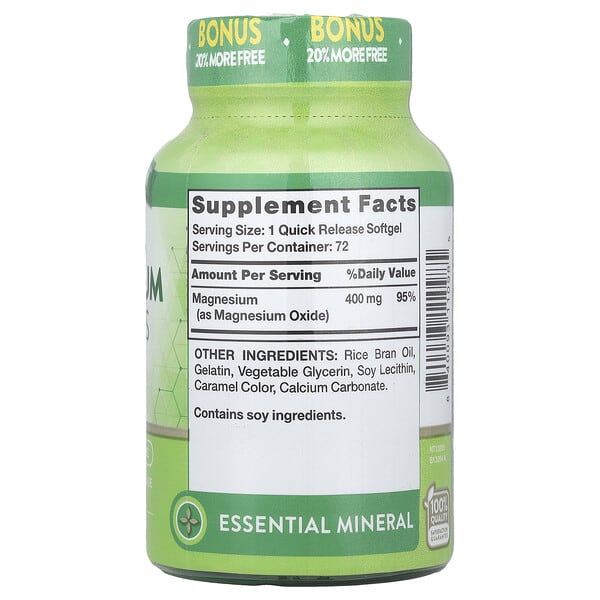 Alternative view of Nature's Truth, Magnesium, 400 mg, 72 Quick Release Softgels