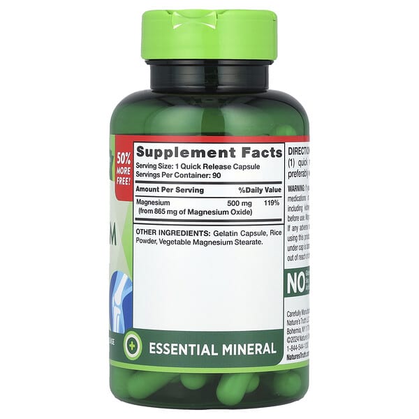 Alternative view of Nature's Truth, Magnesium , 500 mg, 90 Quick Release Capsules