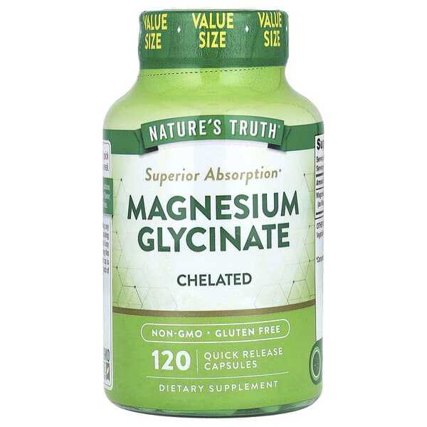 Nature's Truth, Magnesium Glycinate, Chelated, 120 Quick Release Capsules (100 mg per Capsule)
